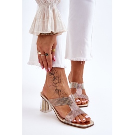 S.Barski Sandales à talons dorées Jaxen avec strass d'or 1