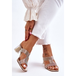 S.Barski Sandales à talons dorées Jaxen avec strass d'or 2