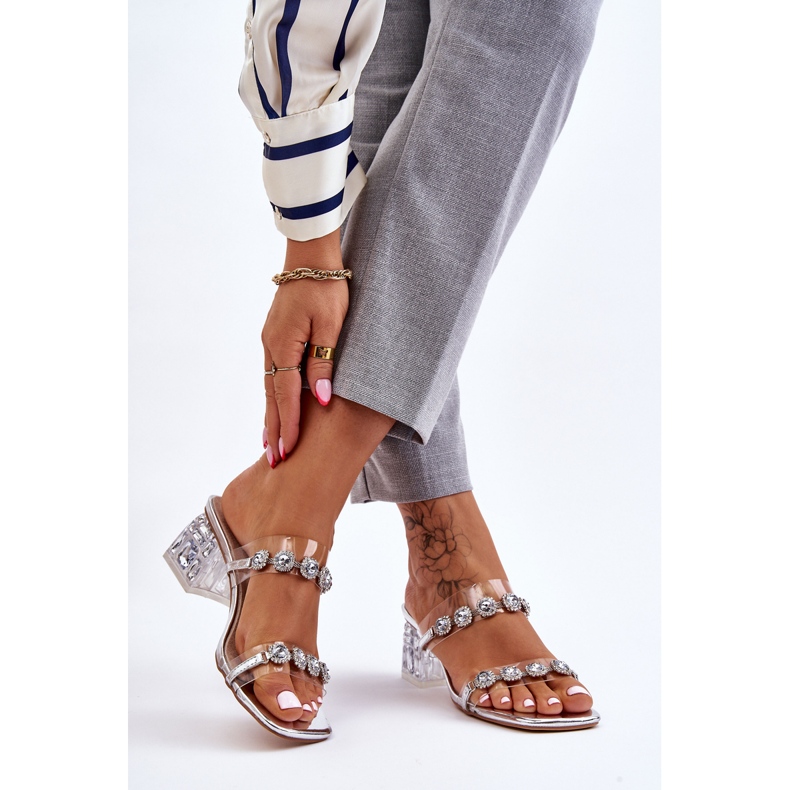 S.Barski Chaussons Femme Avec Zircons Décoratifs Argent Leyla 2