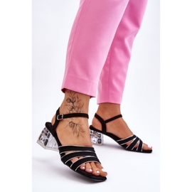 S.Barski Sandales Callan en daim noir avec cristaux 2