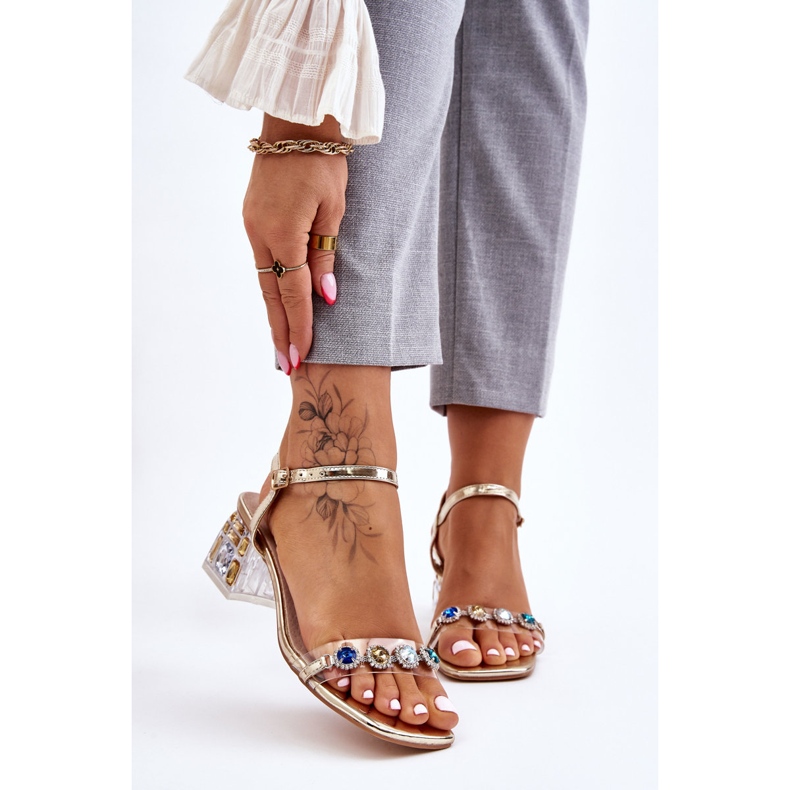 S.Barski Sandales à talons hauts pour femmes avec cristaux Esma dorés d'or 1 S.Barski Sandales à talons hauts pour femmes avec cristaux Esma dorés d'or 1