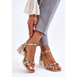 S.Barski Sandales à talons hauts pour femmes avec cristaux Esma dorés d'or 2 S.Barski Sandales à talons hauts pour femmes avec cristaux Esma dorés d'or 2