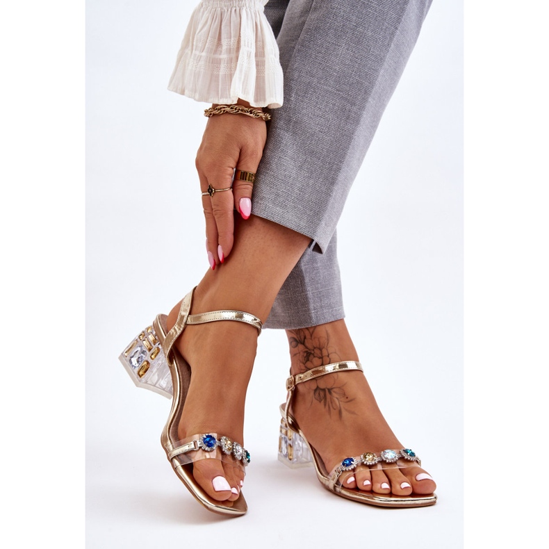 S.Barski Sandales à talons hauts pour femmes avec cristaux Esma dorés d'or 2 S.Barski Sandales à talons hauts pour femmes avec cristaux Esma dorés d'or 2