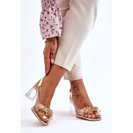 S.Barski Sandales transparentes à la mode avec ornements Carmelo dorés 2