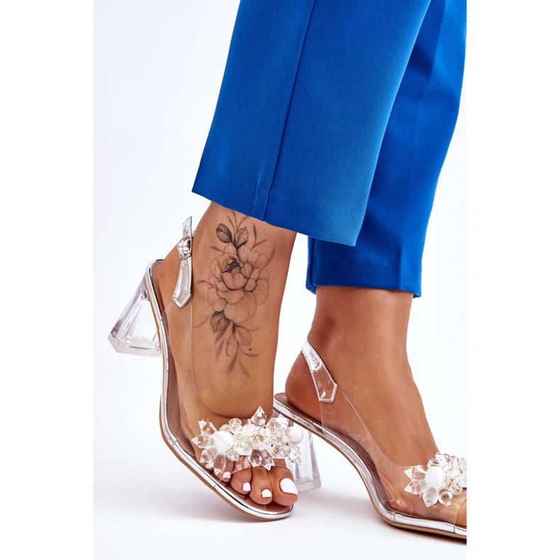 S.Barski Sandales transparentes à la mode avec ornements Carmelo en argent 2