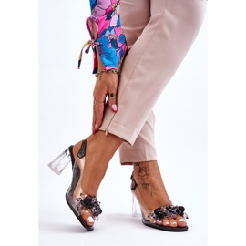 S.Barski Sandales transparentes à la mode avec des ornements Carmelo noir 2