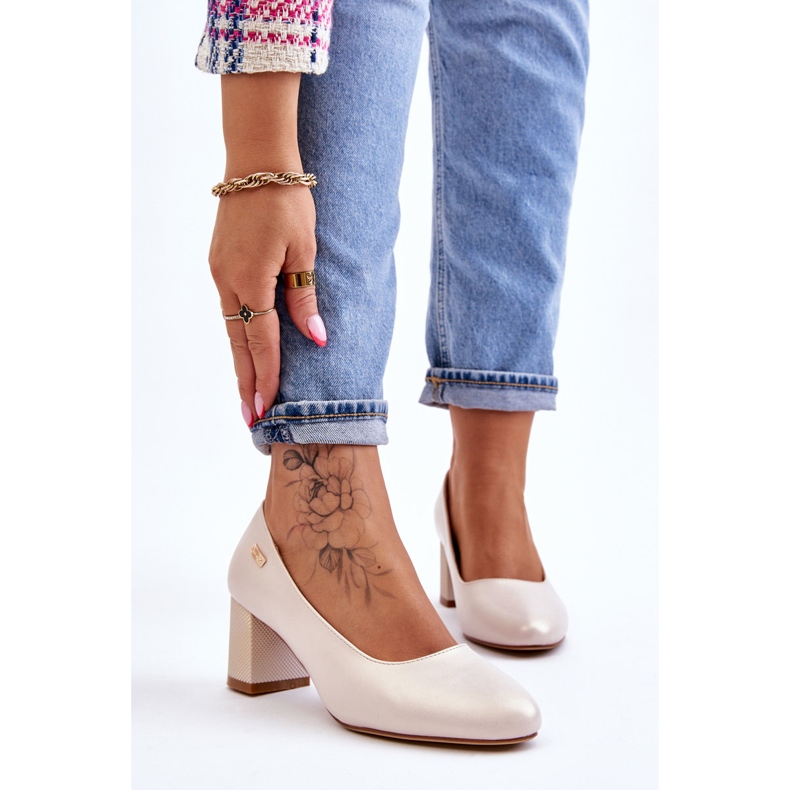 Escarpins à Talon Sergio Leone PB178 Beige Perle 1