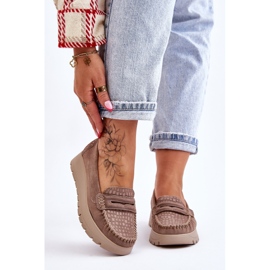 Lemar Mocassins Plateforme Milana Suede Beige Foncé 2