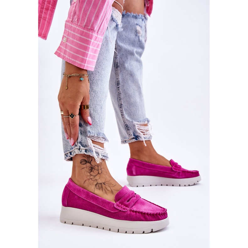 Lemar Mocassins à plateforme en suède fuchsia Milana rose 2 Lemar Mocassins à plateforme en suède fuchsia Milana rose 2