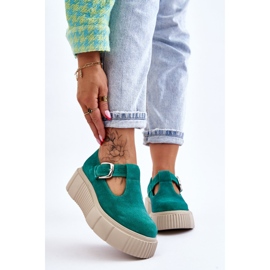 Lemar Brogues en daim à la mode sur une plate-forme massive vert Colson 3