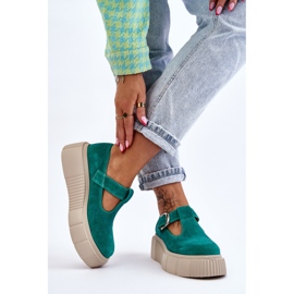 Lemar Brogues en daim à la mode sur une plate-forme massive vert Colson 5