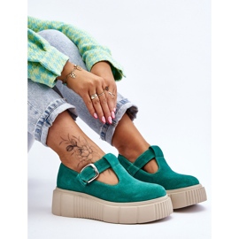 Lemar Brogues en daim à la mode sur une plate-forme massive vert Colson 11