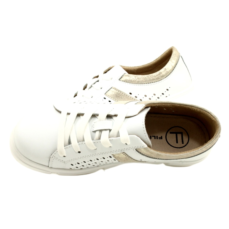 Baskets en cuir ajouré Filippo DP4531/23 WH GO blanc blanche 5