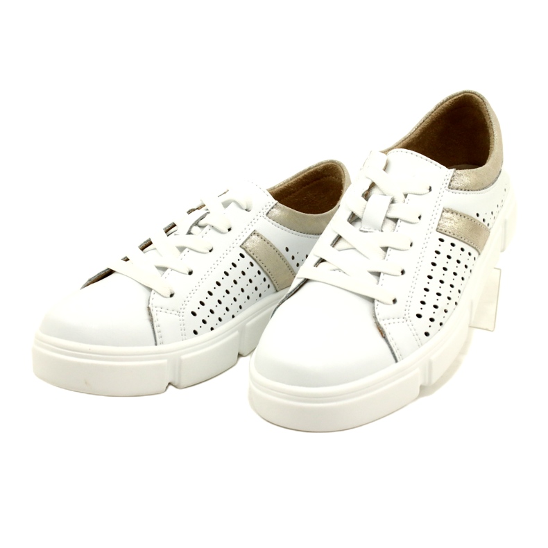 Baskets en cuir ajouré Filippo DP4531/23 WH GO blanc 3