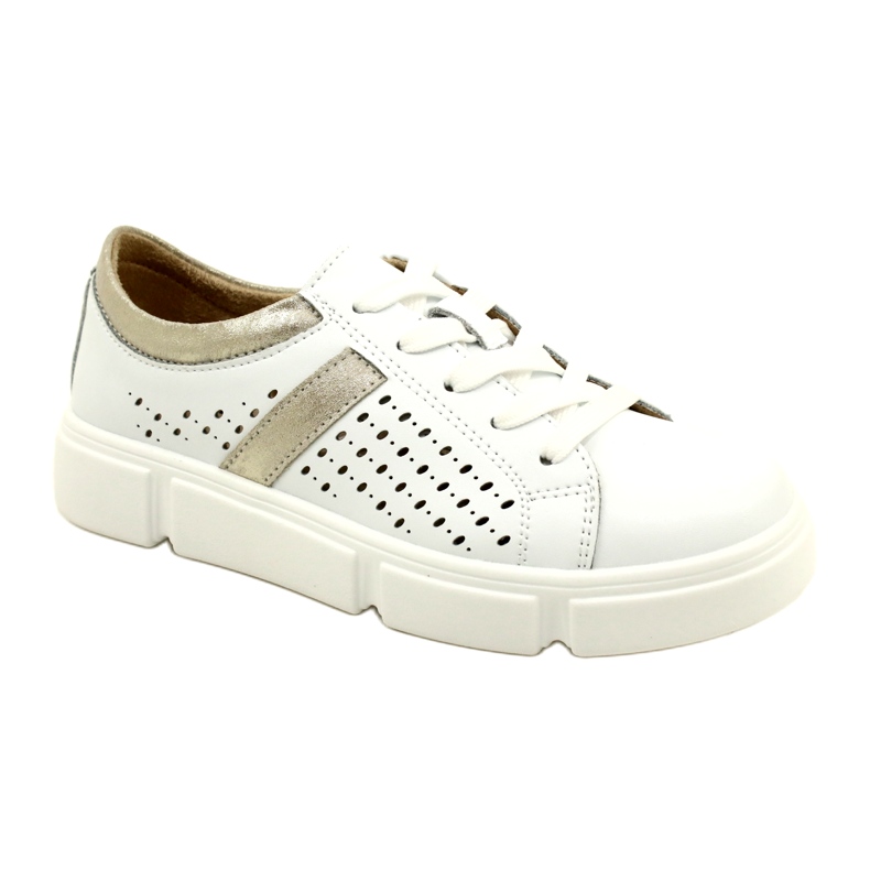 Baskets en cuir ajouré Filippo DP4531/23 WH GO blanc blanche 1
