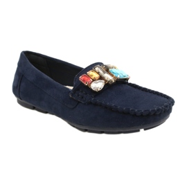 Evento Mocassins confortables en daim bleu marine avec pierres 1