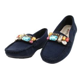 Evento Mocassins confortables en daim bleu marine avec pierres 3
