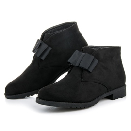 Ideal Shoes Bottines plates à nœud le noir 3