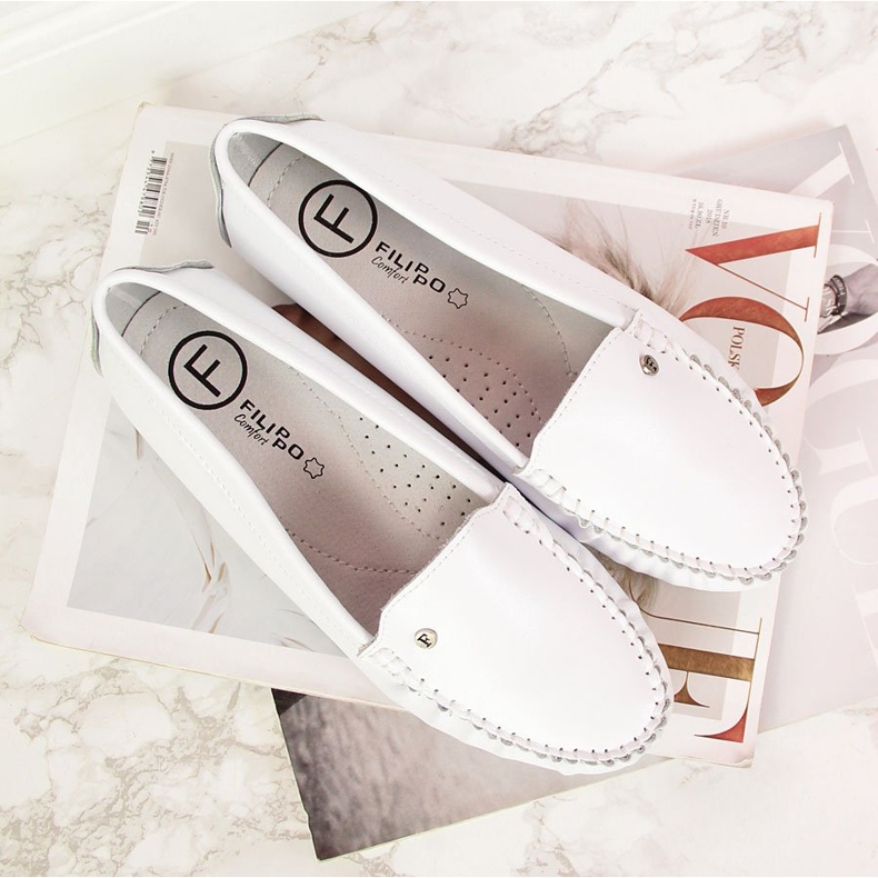 Mocassins femme en cuir blanc Filippo 2