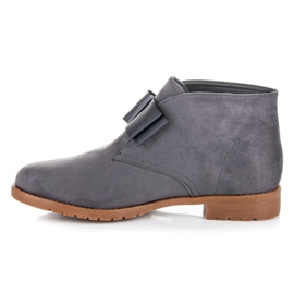 Ideal Shoes Bottines plates à nœud gris 1