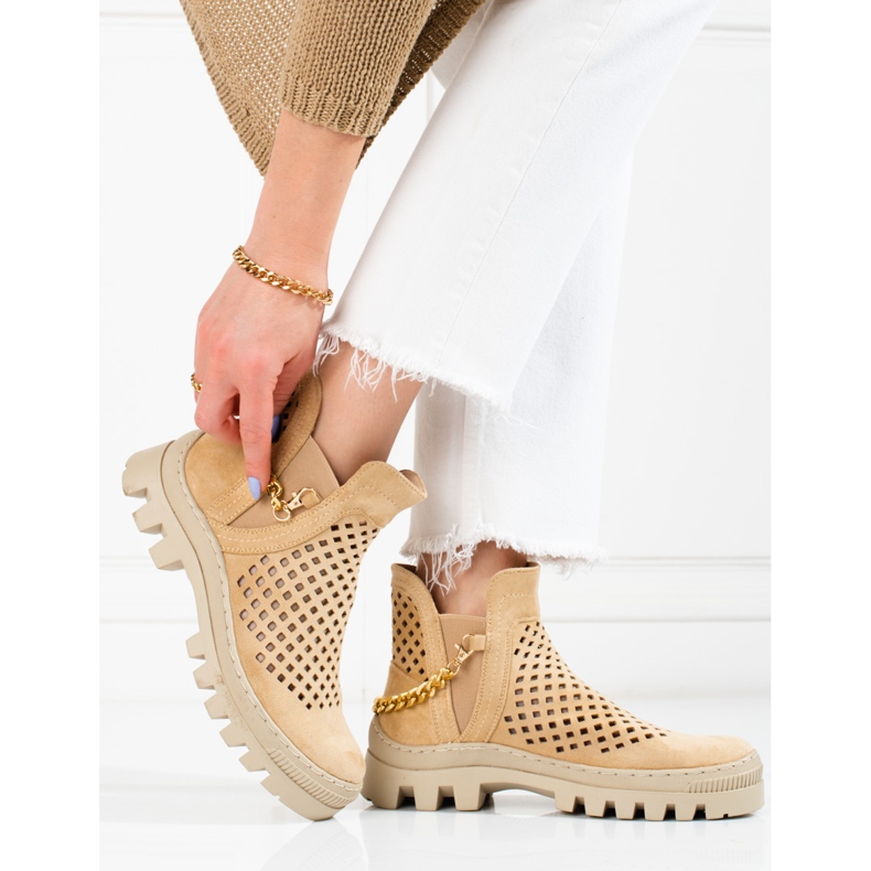 Bottes femme ajourées Potocki Beige 2