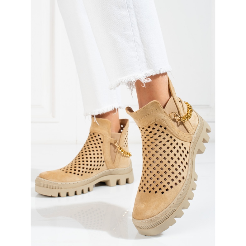 Bottes femme ajourées Potocki Beige 1