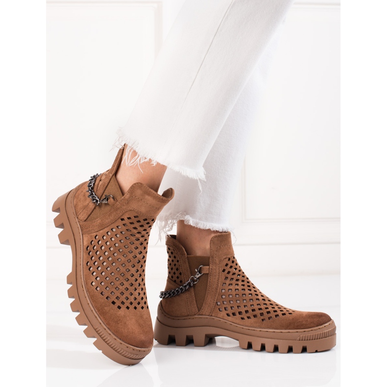 Bottes femme ajourées Potocki Marron brun 1