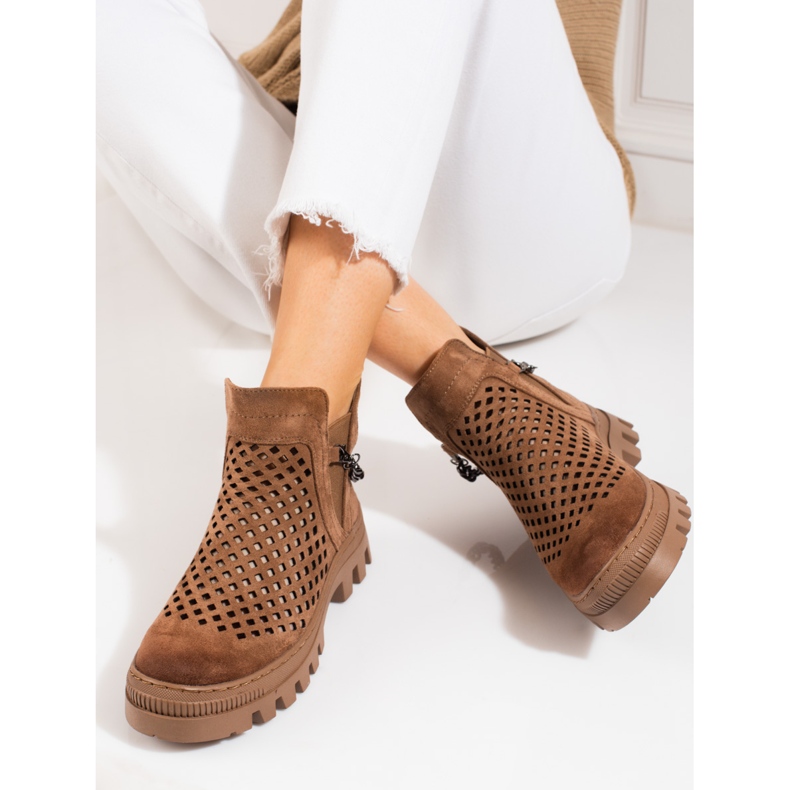 Bottes femme ajourées Potocki Marron brun 2