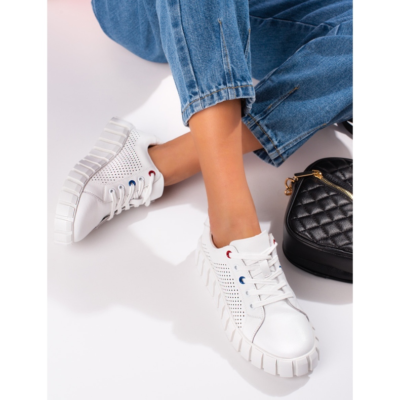 W. Potocki Chaussures de sport en cuir blanc de Potocki blanche 2