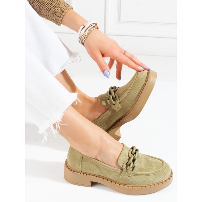 W. Potocki Mocassins femme Potocki daim olive vert 2