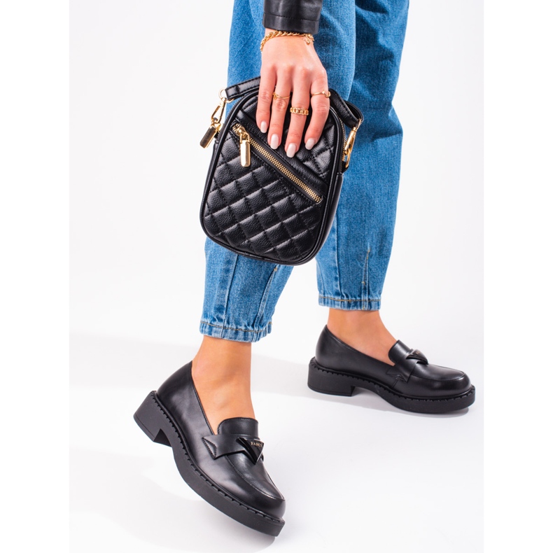 W. Potocki Mocassins noirs pour femmes sur la plate-forme 1