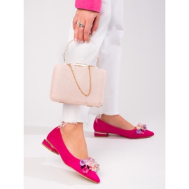 Escarpins à talons bas Shelovet pour femmes en daim fuchsia rose 1
