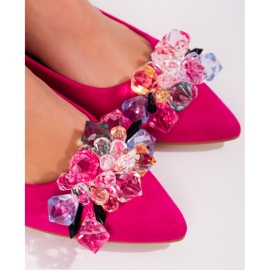 Escarpins à talons bas Shelovet pour femmes en daim fuchsia rose 2