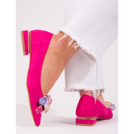 Escarpins à talons bas Shelovet pour femmes en daim fuchsia rose 3