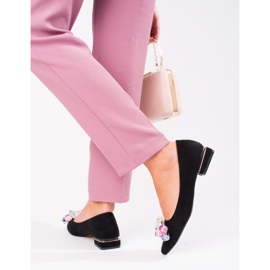 Escarpins à talons bas Shelovet pour femmes en daim noir le noir 3