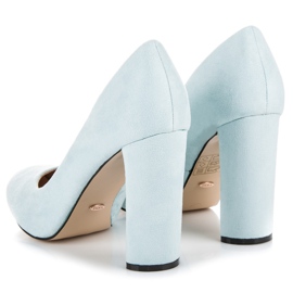 Vices New Collection Escarpins en daim sur un pilier bleu 2
