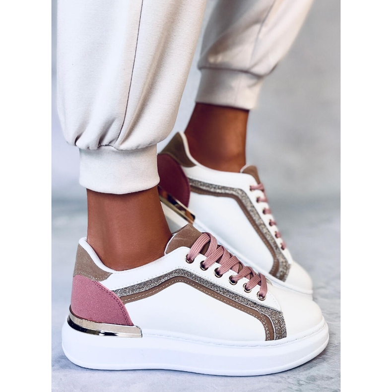 BM Baskets femme Brengle Blanc rose multicolore 1