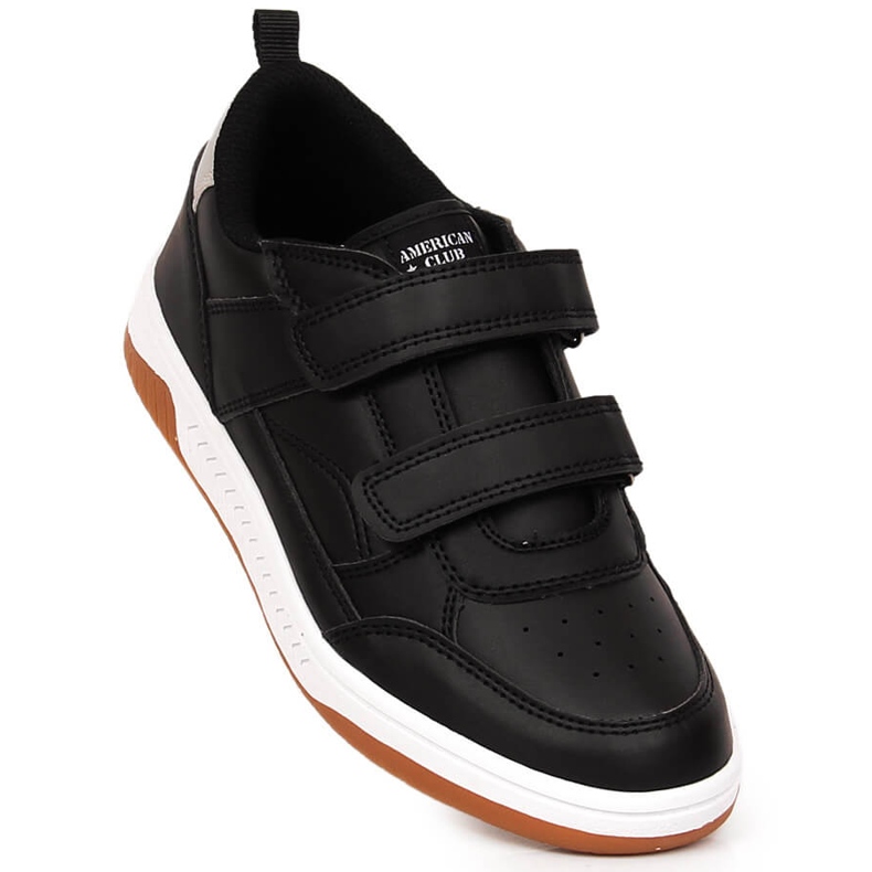 Chaussures de sport pour enfants American Club 112/23 noires en cuir écologique 1