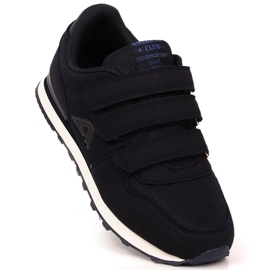 Chaussures de sport pour enfants American Club 154/23 bleu marine avec velcro noir 1