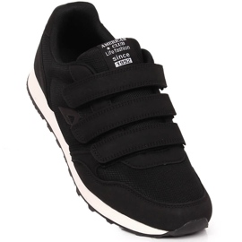 American Club 147/23 chaussures de sport noires à scratch 1