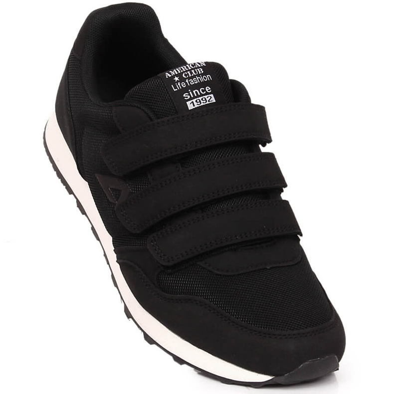 American Club 147/23 chaussures de sport noires à scratch 1