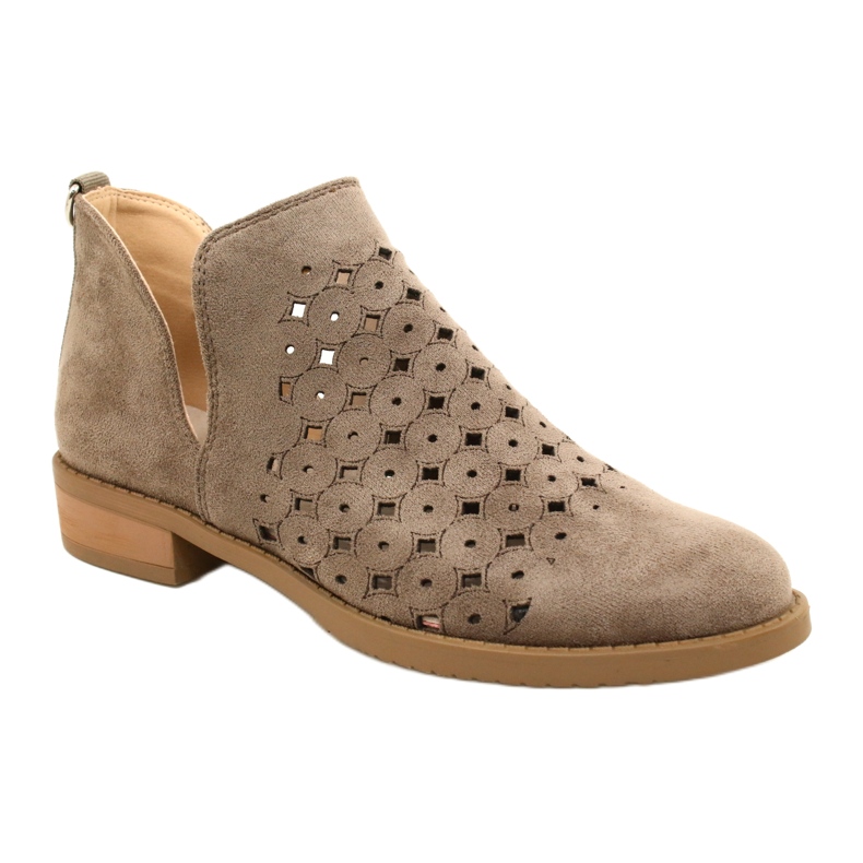 DASZYŃSKI Bottines En Daim Ajouré Avec Une Coupe Carine beige brun 1