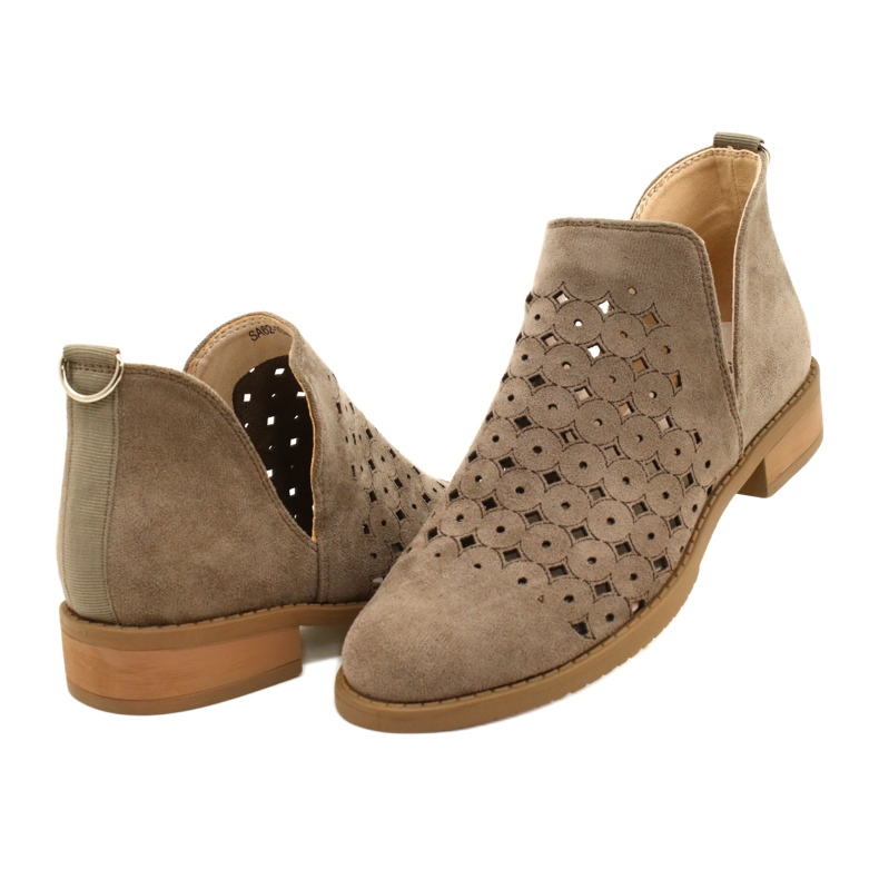 DASZYŃSKI Bottines En Daim Ajouré Avec Une Coupe Carine beige brun 4