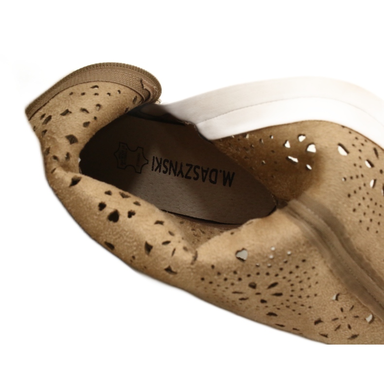 M.Daszyński Bottes beiges en daim féminine de travail 6