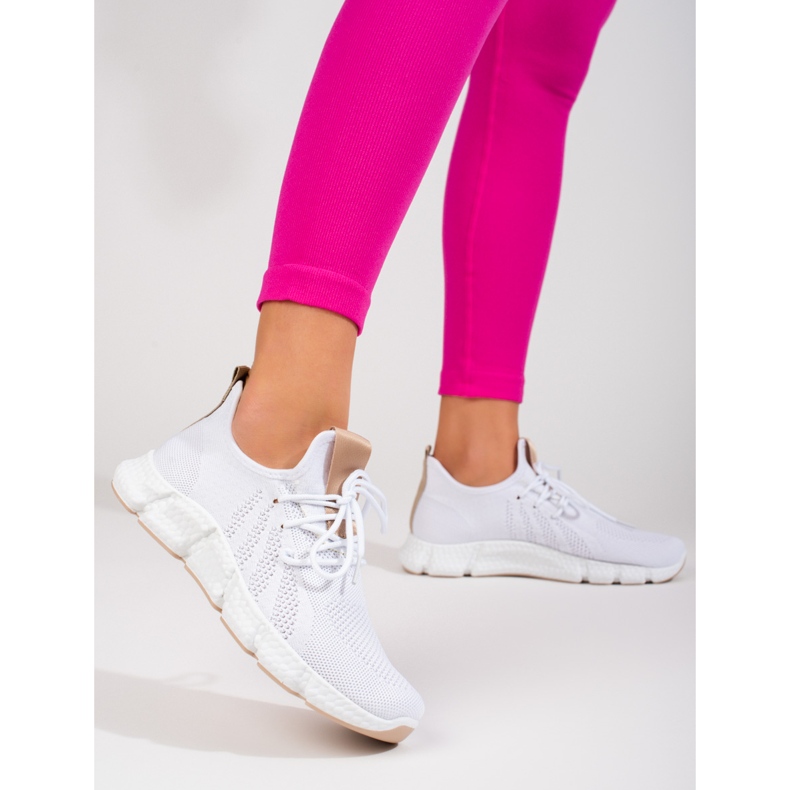 Baskets blanches Shelovet avec empiècement beige 1 Baskets blanches Shelovet avec empiècement beige 1