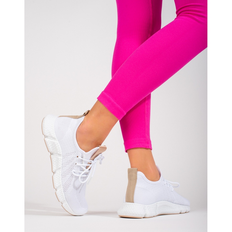 Baskets blanches Shelovet avec empiècement beige 2 Baskets blanches Shelovet avec empiècement beige 2