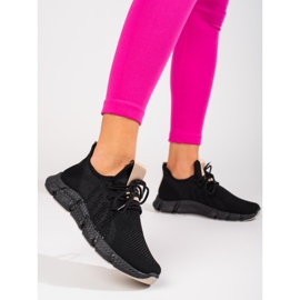 Chaussures de sport Shelovet noires avec empiècement beige 2