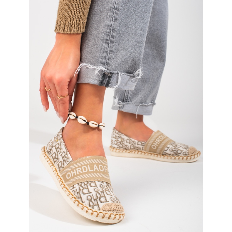 Espadrilles Shelovet beiges à motif pour femmes 1