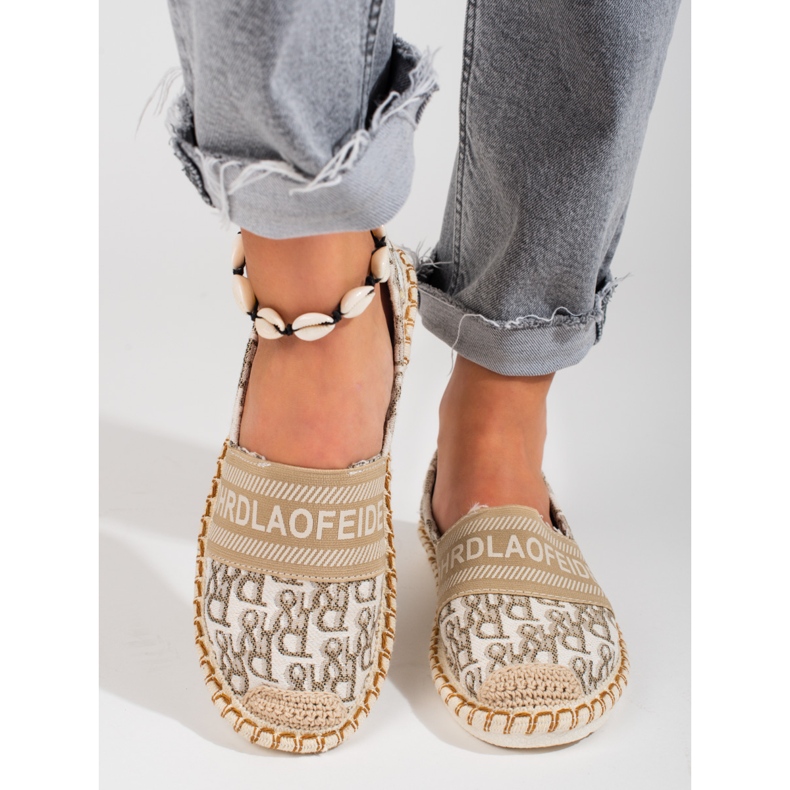 Espadrilles Shelovet beiges à motif pour femmes 2