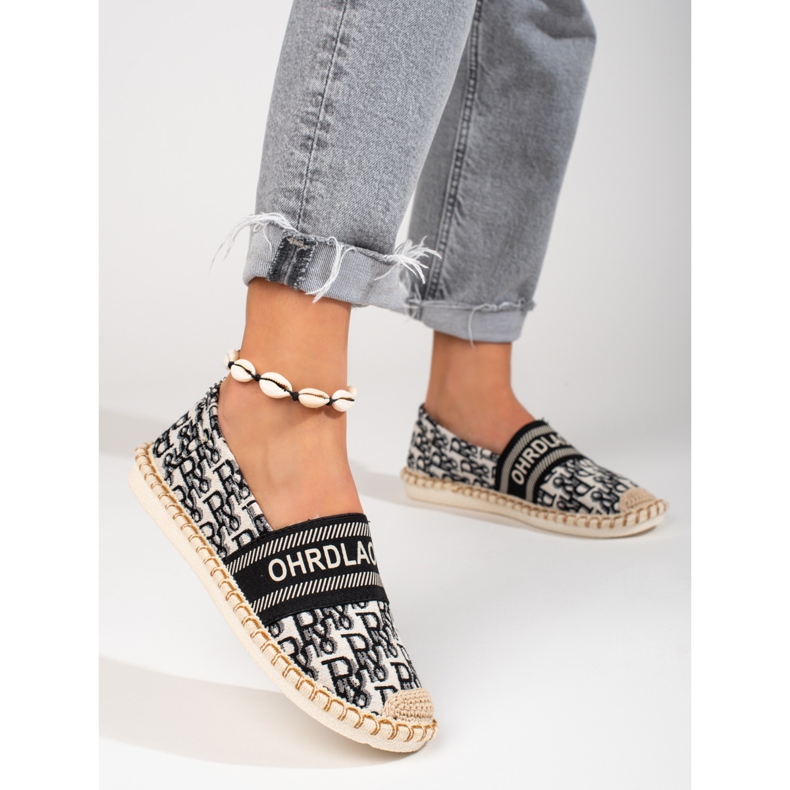 Espadrilles Shelovet noires à motif pour femmes 1